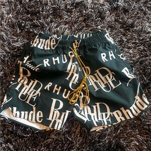 RHUDE Logomania Swim Shorts – Forest / Cream